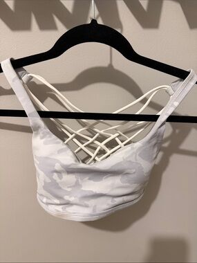 lululemon athletica White Camo Lattice-Back Sports Bra